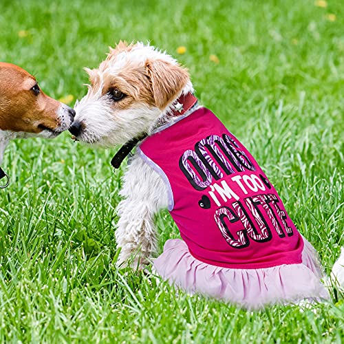 2 Pieces Pet Dress Shirt Dog Skirts Cute Pet Summer Apparel Clothes Puppy Skirt Dress for Small Dogs Girl Cats (Rose Red… - Image 8