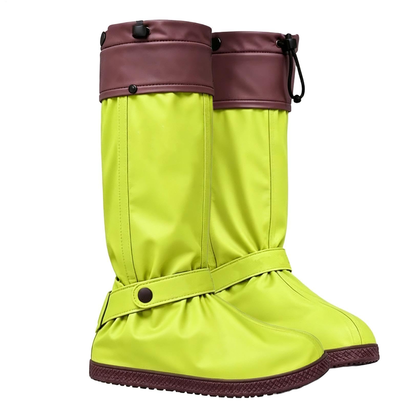 Regen-Stiefelüberzieher wasserdichte Faltbare rutschfeste Überschuhe | Stiefel-Überzieher Mit Reißverschluss Für Wandern Outdoor Reisen Pendeln Camping Schule S Grün