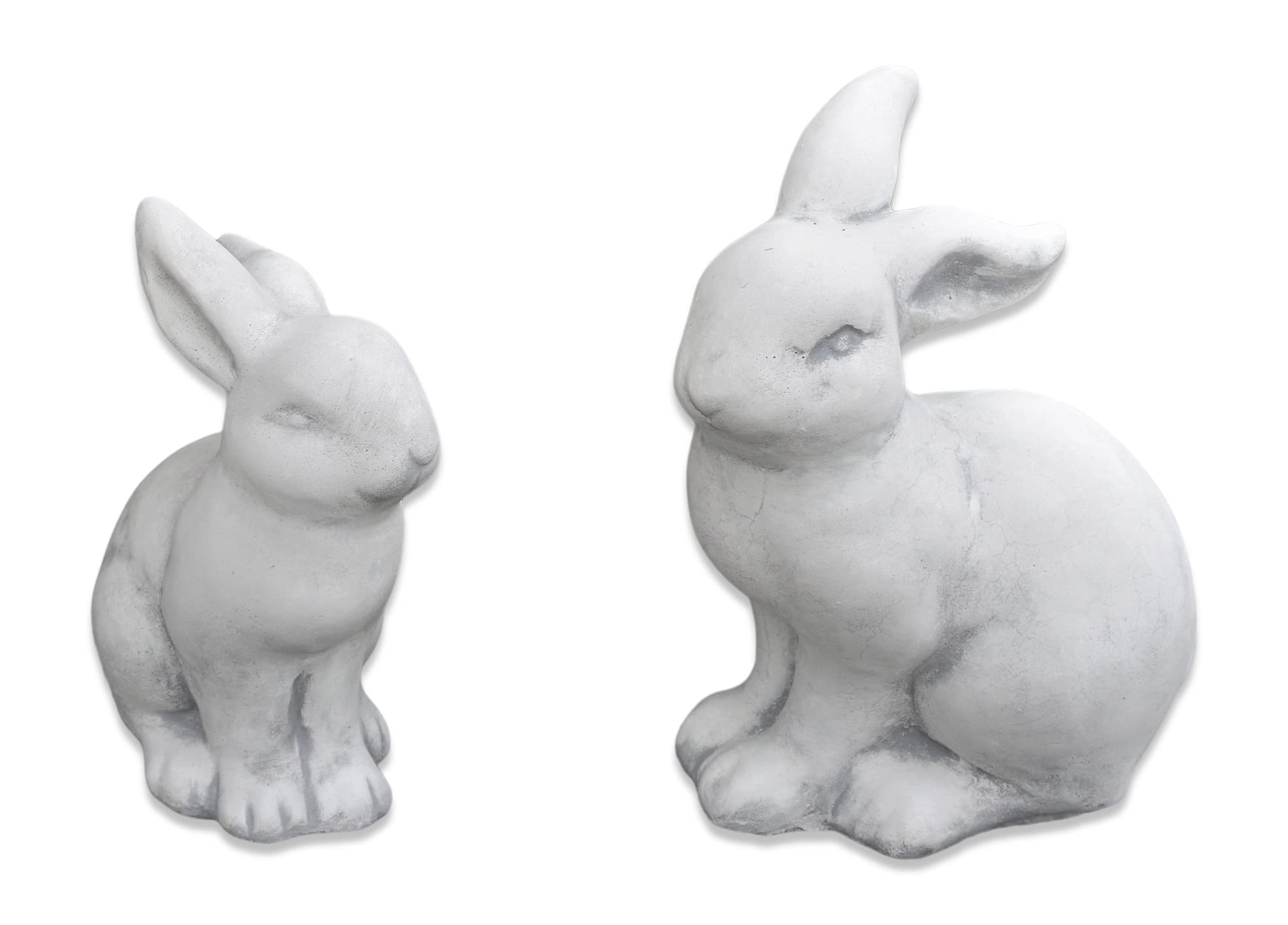 gartendekoparadies.de Hasenpaar Ostern, Steinfigur, H. 32/28 cm, 11 kg, Grau, frostsicher aus Steinguss für Außenbereich