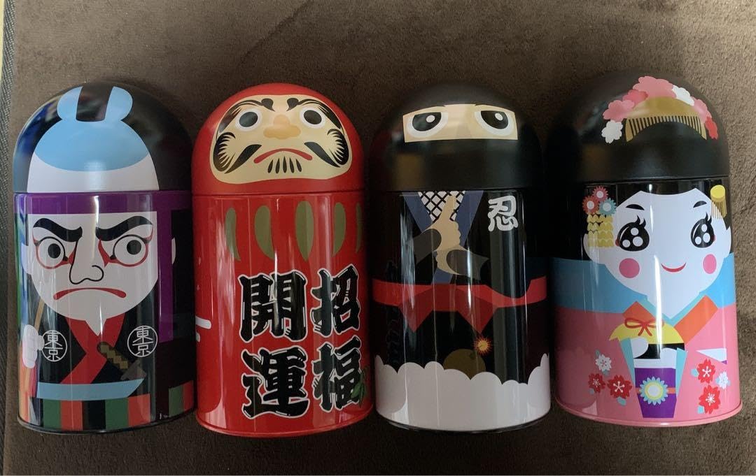 Amazon.co.jp: 日本土産 缶 4個セット 東京 JAPAN 忍者 だるま