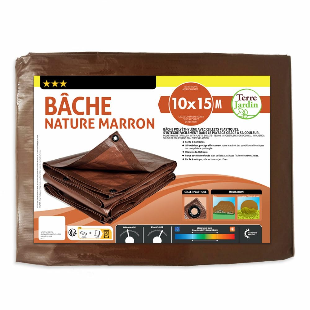 TERRE JARDIN Lona de Protección Exterior Polietileno 140 g/m² - Lona Multiusos Anti UV - Lona Leña, Cubierta Resistente para Jardín