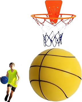 Silent Basketball Hoop, Silent Basketball Hoop Indoor, Indoor Basketball Hoop Wall Mounted, Silent Basketball and Hoop Set, Portable Basketball Hoop for Silent Ball, Quiet Basketball Dribbling No Nois