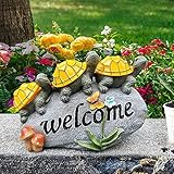 Solar Turtle Outdoor Figurine Lights, Garden Welcome Turtle Solar LED Waterproof Decor Light for Pathway, Walkway, Yard, Patio
