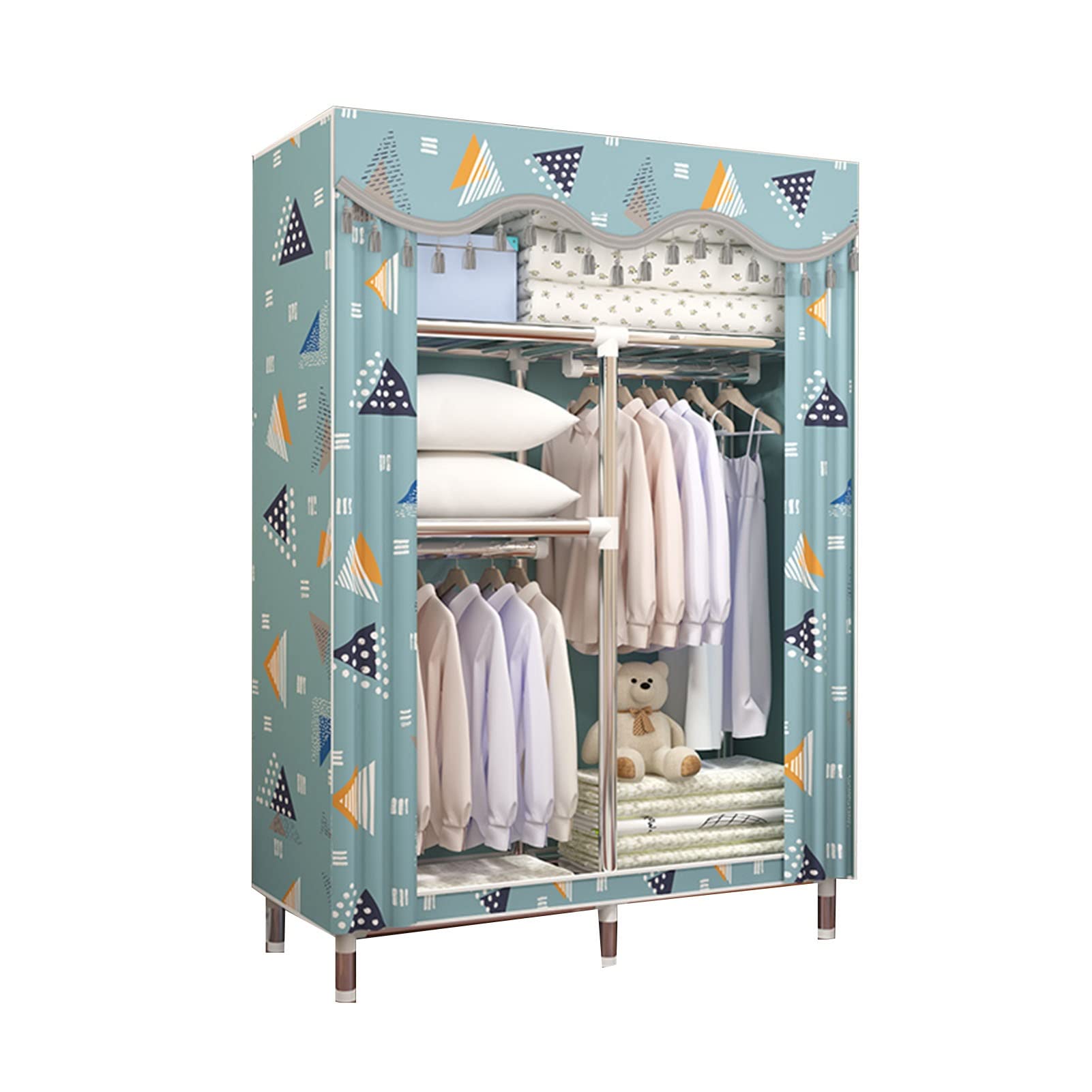 Armoire de Rangement Portable avec Penderie et Housse Anti-Poussière