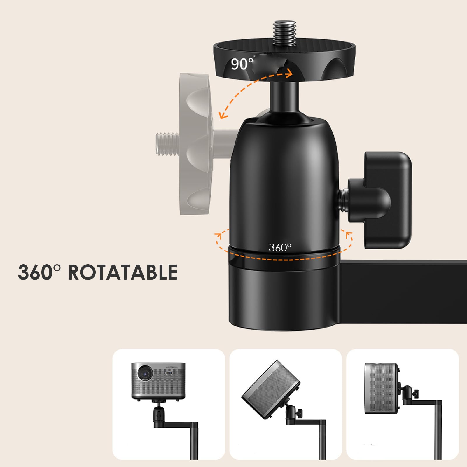 Yunseity Projector Stand, 27.56 to 47.24in Adjustable Height, 1/4in Invisible Projector Floor Stand, Hide Use, 360° Swivel - Image 4