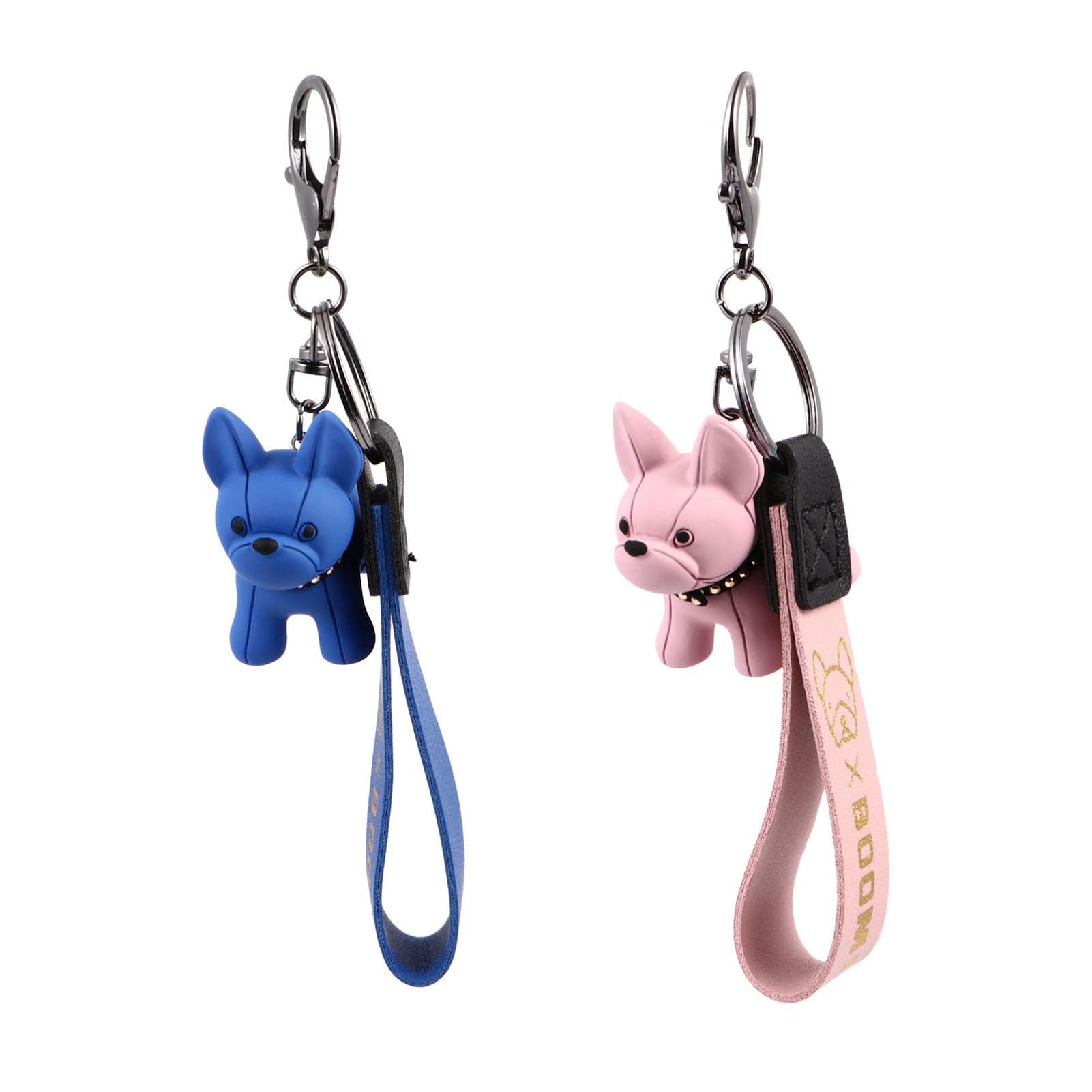EVIMO Bulldog Keychain Adorable French Bulldog Keyring Set for Women Bag Pendant and Gift for Dog Lovers 2 Pack
