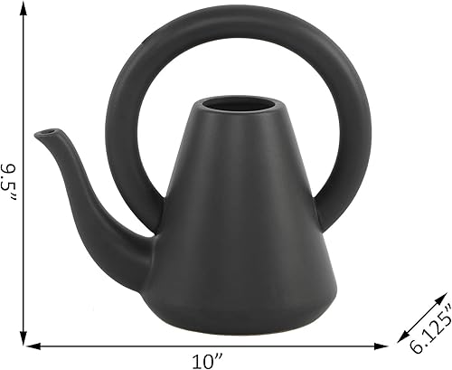 Miniatura 5 de Flora Bunda Regadera de cerámica negra mate de 10 pulgadas para decoración interior casera