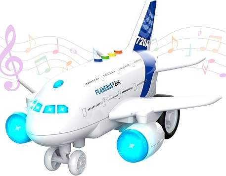 Kids Airplane Toy with LED Lights & Music Sounds, Electric Aircraft Toy for Toddlers Boys Girls Age 3 4 5 6, Birthday for Kids Who Love Aviation