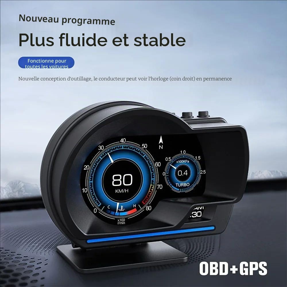 Affichage OBD Dans La Voiture,Compteur De Vitesse GPS,OBD2+GPS avec support ajustable,vitesse,tachymètre,pour tous les véhicules
