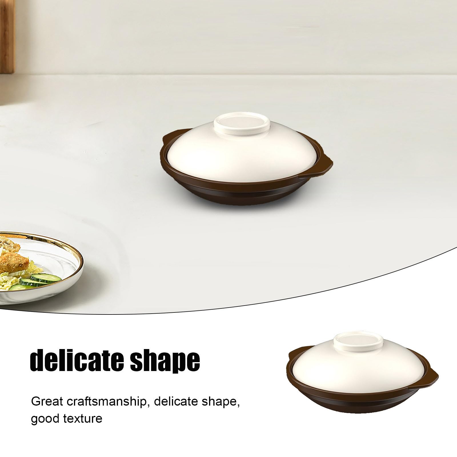 Pentola in Argilla da 1,4 Quart per Cucinare Riso e Zuppe con Distribuzione Uniforme del Calore e Facile da Pulire, Elegante e Decorativa per Ricette Asiatiche