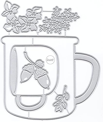 Miniatura 1 de DzIxY Hermosas tazas flores hojas troqueles de corte de metal para hacer tarjetas de papel de estampado troquelado conjuntos de álbumes de recortes
