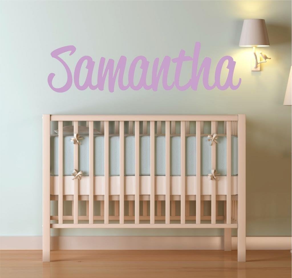 Fancy Cursive Single Personalized Custom Name Vinyl Wall Art Decal Sticker 36" W, Girl Name Decal, Girls Name, Nursery Name, Girls Name Decor, Girls Bedroom Decor, PLUS FREE 12" WHITE HELLO DOOR DECAL