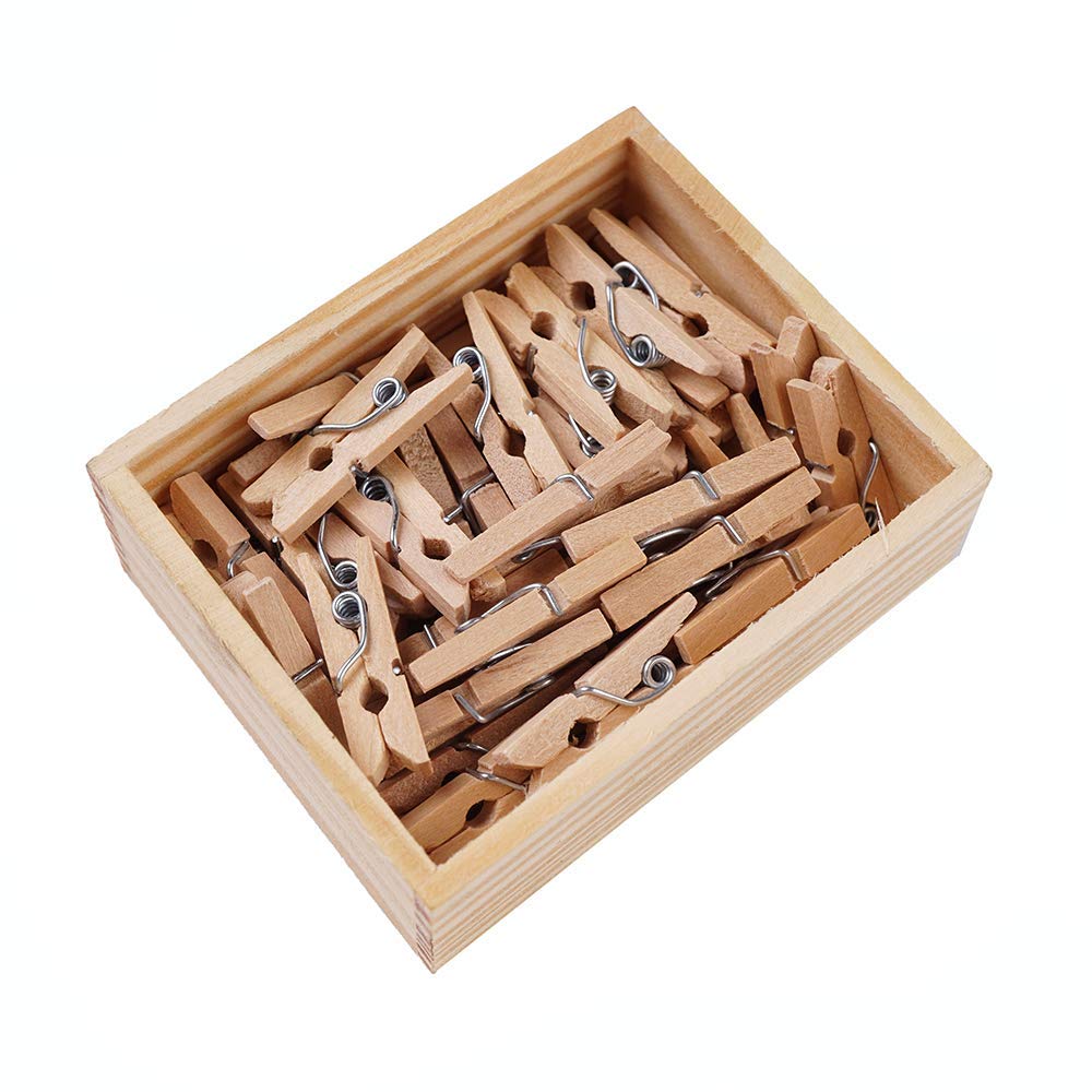 DCRAFTSUPPLY 50 Pcs Mini Craft Clothespins Wood 1" Multi Color Wooden Peg Photo Paper Clothespin Craft Clips Party Favor