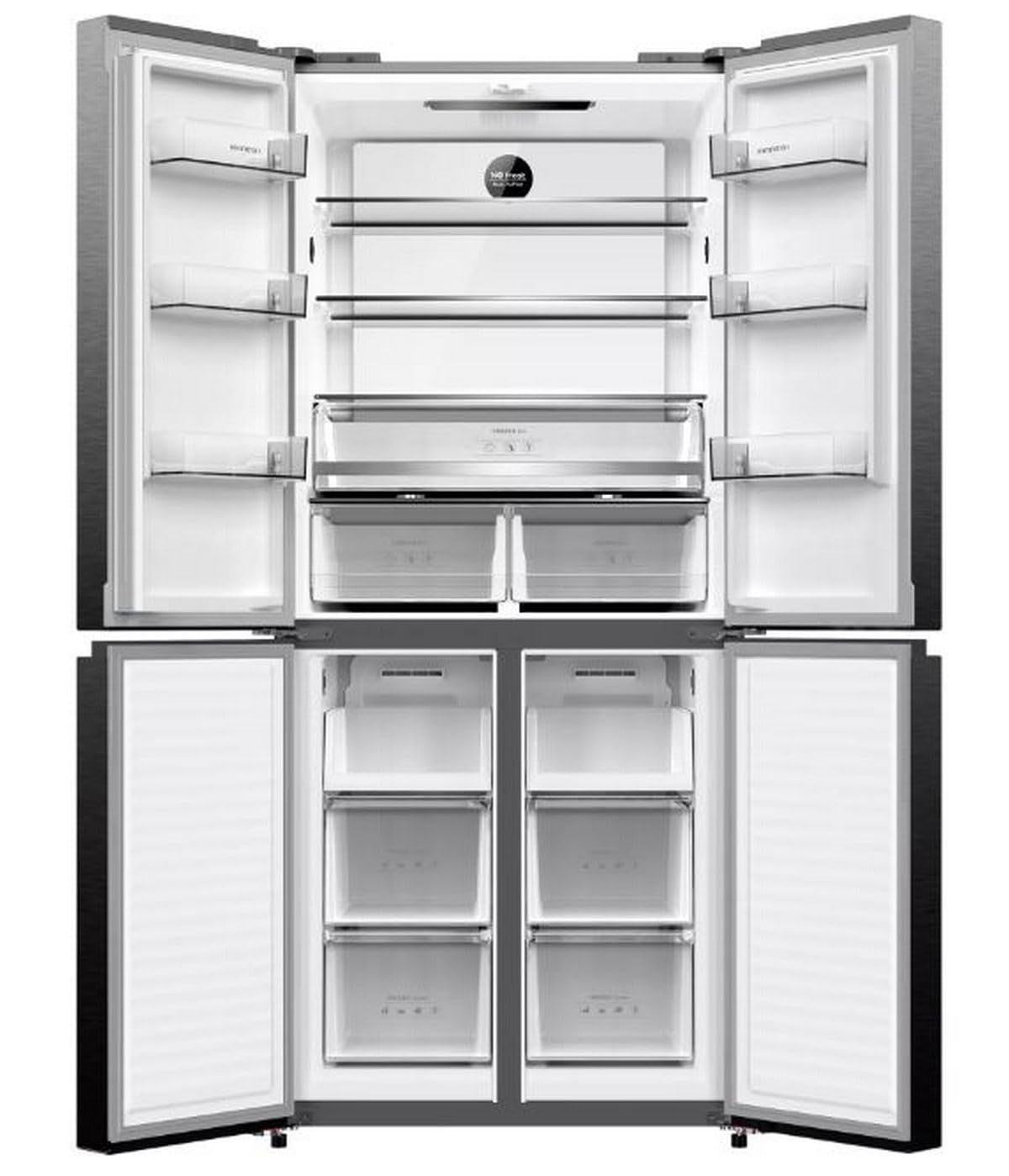 INFINITON Frigorifico Americano AMCB-415CD82XET, 415 Litros, 182 cm de Altura, Inverter Technology, No Frost Total, Fast Cooling, Fast Freezing, Tecnología Care + space, E, Inox