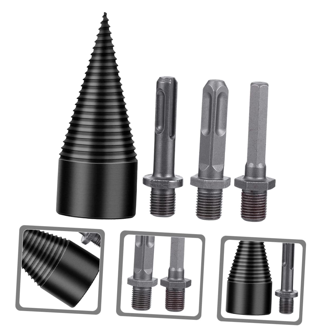 BESPORTBLE Broca para Leña de Acero Negro, Fácil de Perforar y Versátil, Reduce Errores y Evita Deslizamientos para Partir Troncos de Madera