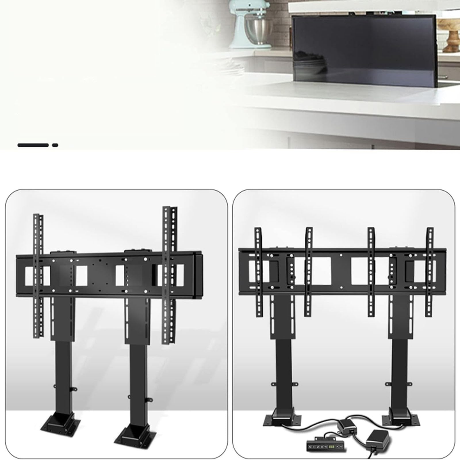 Soporte motorizado para TV - Soporte de Suelo para TV LCD, Soporte telescópico con elevación automática, Soporte Ajustable con Mando a Distancia, para televisores de