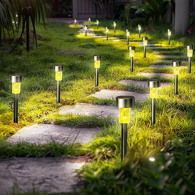 Solar Outdoor Lights - IP65 Waterproof Solar Pathway Lights Stainless Steel Solar Lights Outdoor for Yard Patio Lawn Walkway and Landscape Cool White (10 Pack)-image-18