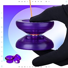 MAGICYOYO Responsive Yoyo K1 Tug Return Yo yo, Hubstacks Yo-yo for Kids Beginners Dual Purpose Yo Yo with Unresponsive Bearing, Storage Bag + 12 Yoyo Strings +Yo-Yo Glove +2 Yo yo Hubstacks ((Purple)