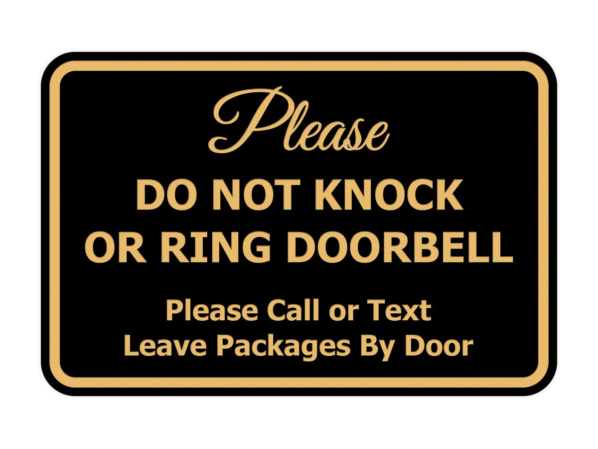 Signs ByLITA Classic Framed Please Do Not Knock Or Ring Doorbell Wall or Door Sign - Easy Installation | Mail Delivery Instruction | Do Not Disturb (