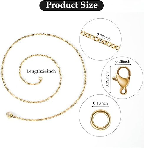 Miniatura 43 de Cadena de joyería para hacer joyas, cadenas de acero inoxidable chapadas en oro, suministros para hacer joyas a granel