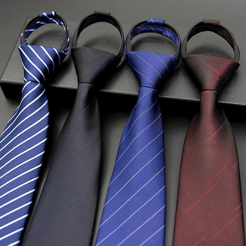 Men Business Zip Tie Polyester Formal Fashion Stripe