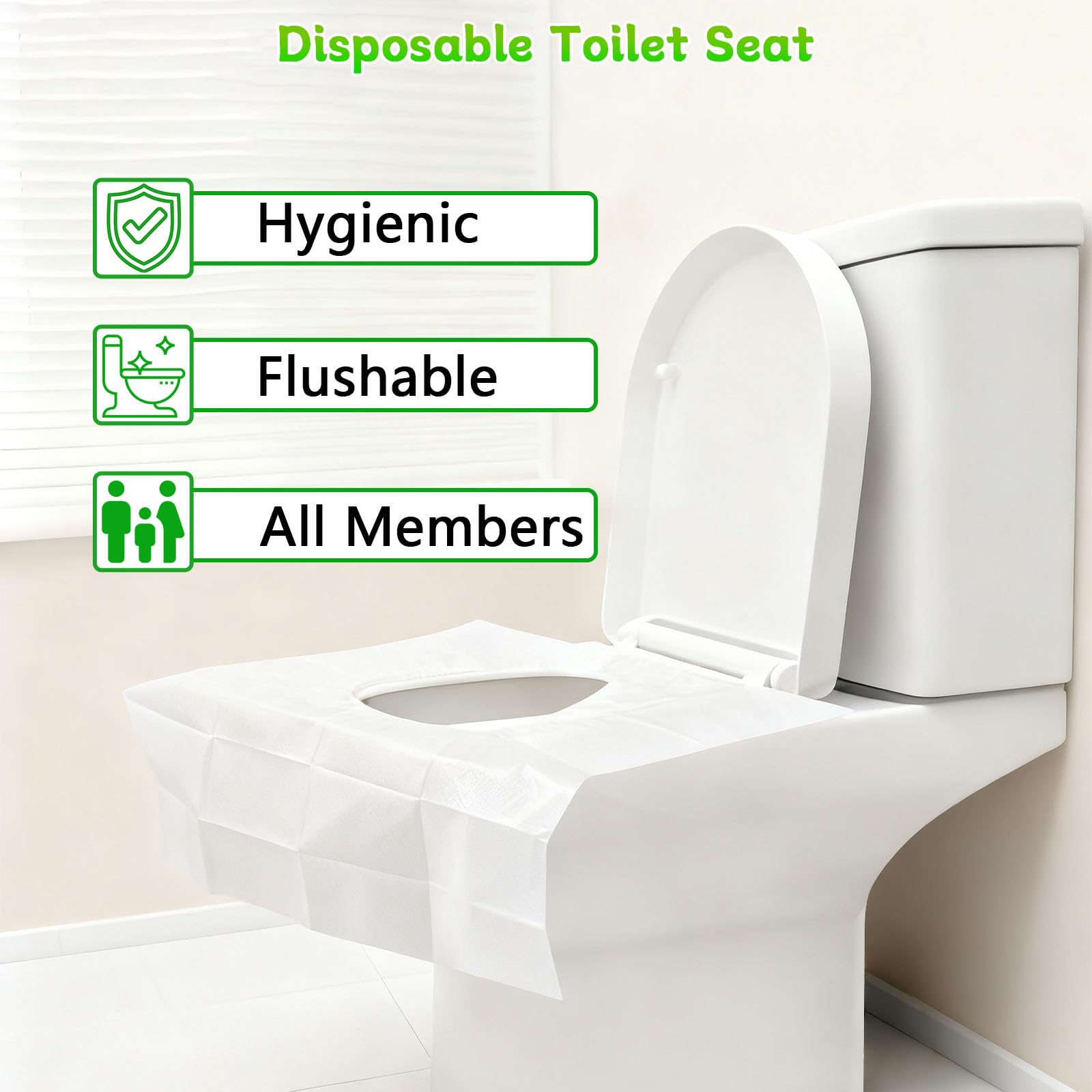 Fundas desechables para asiento de inodoro (80 piezas) – XL desechables para adultos y niños, accesorios esenciales de viaje para avión, campamento
