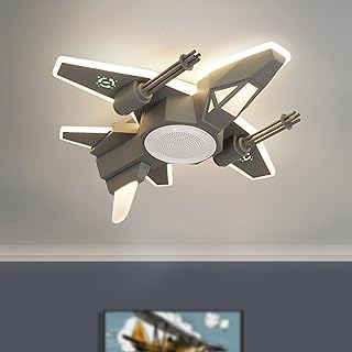 CEKUXPS Airplane Kids Ceiling Light Grey Cartoon Chandelier Modern Airplane Shape with Acrylic Lamp Shade Flush Mount Lamp for Kids Room Childrens Room Bedroom