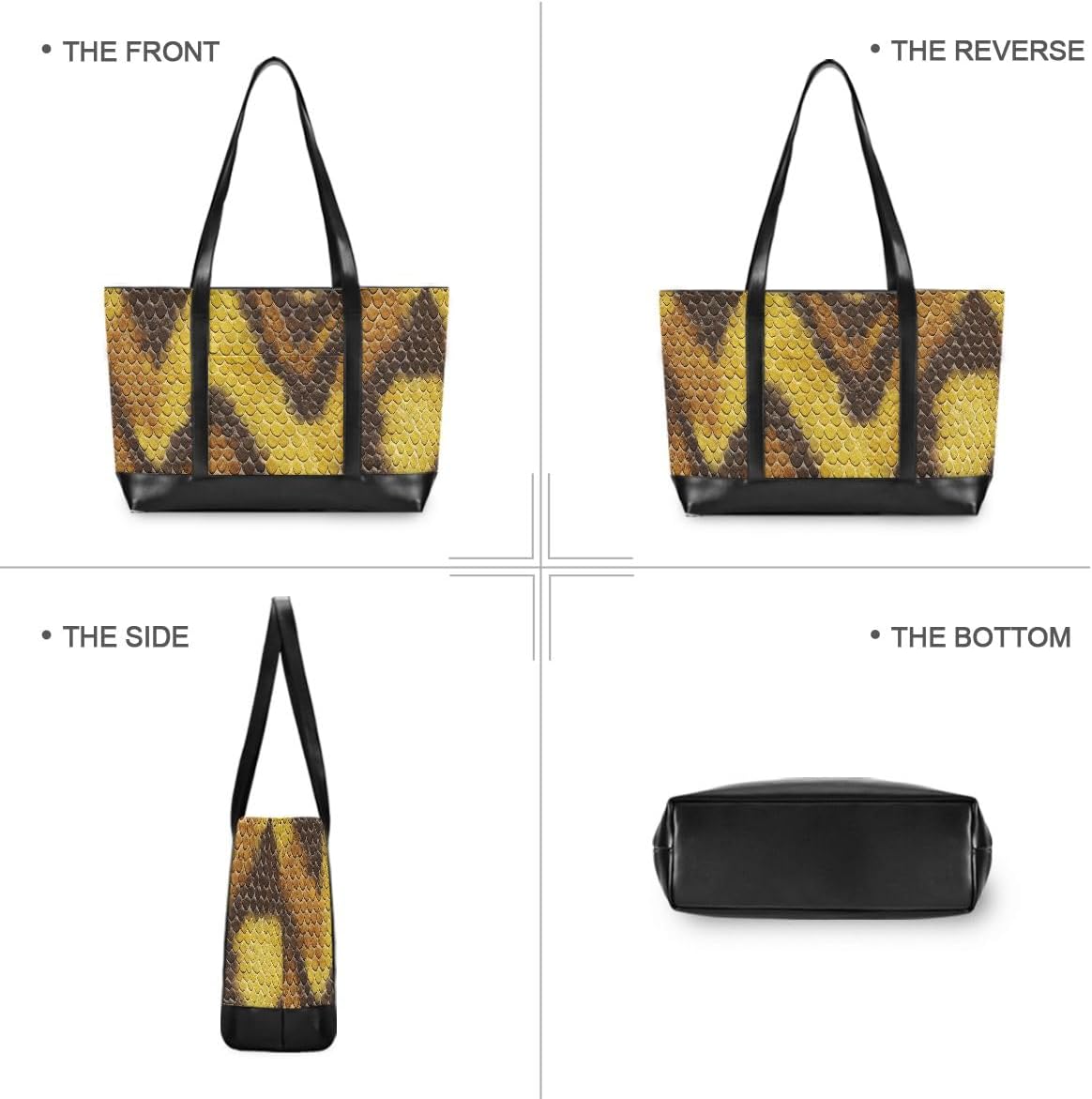 Snake Skin Animal Print Laptop Tote Bag for Woman 15.6 inch Laptop Organizer Bag Teacher Work Purse
