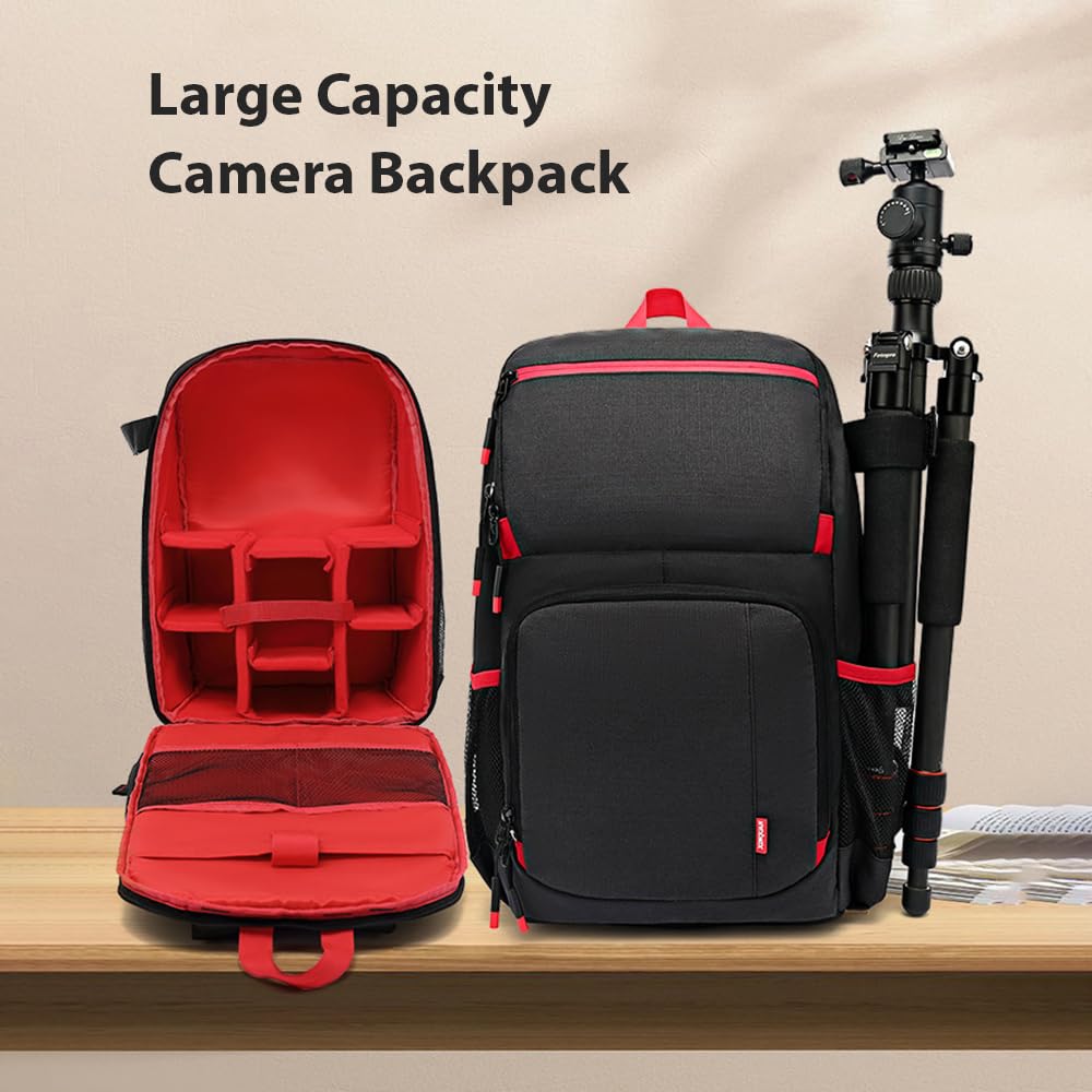 Andoer Zaino per Fotocamera DSLR per Fotografi Professonale Custodia Fotocamera Impermeabile di Grande Capacità Zaino per Fotografia Borsa per Fotocamera Resistente all'acqua con Supporto
