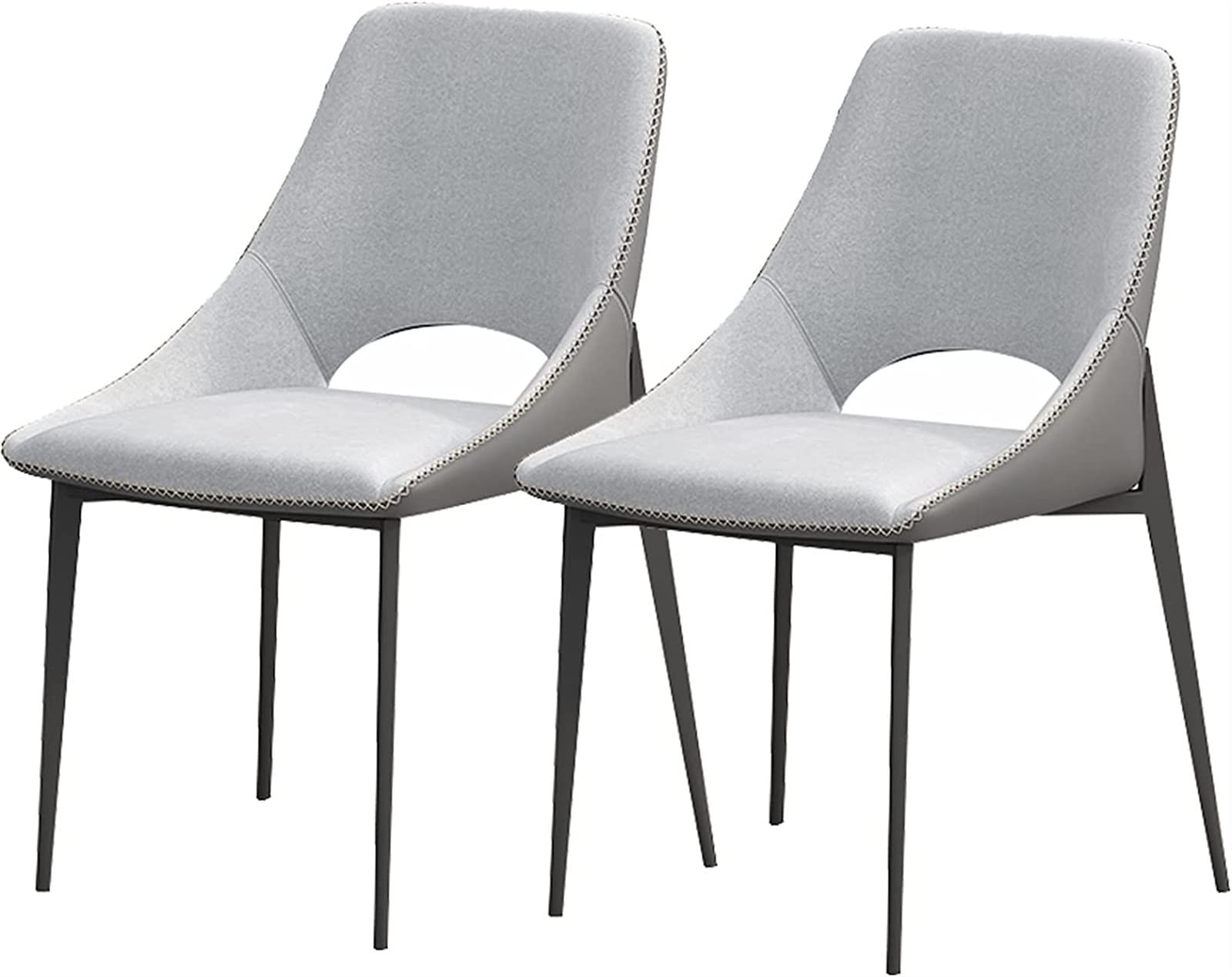SJIALEN Modern Dining Chairs Set of 2, Carbon Steel Legs Living Room Side Chairs Technological Fabric Cushion Seat Back Kitchen Chairs Kitchen Chair (Color : Light Gray, Size : 41x50x82cm)