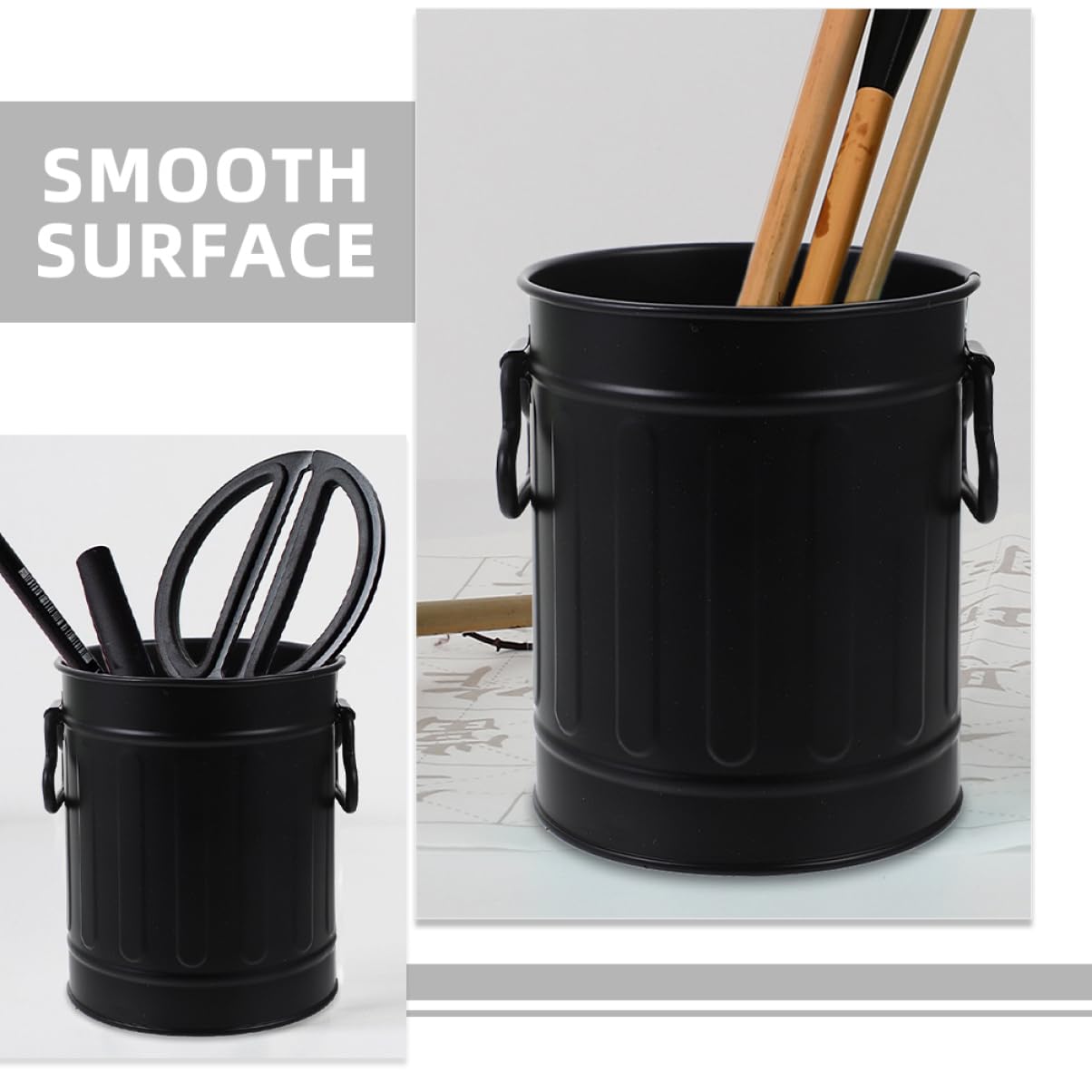 SHINEOFI 4 Sätze Stifthalter Für Mülleimer Schreibtisch Set Schreibtisch Box Büroorganizer Stifttaschenlampe Stiftekoffer Make-up-pinselhalter Tischstift-organizer Eisen Black 2 Stück * 4