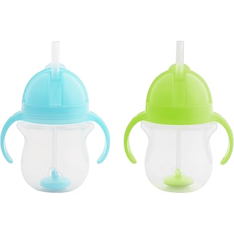 Munchkin Any Angle Weighted Straw Trainer Sippy Cup with Spill Proof Lid