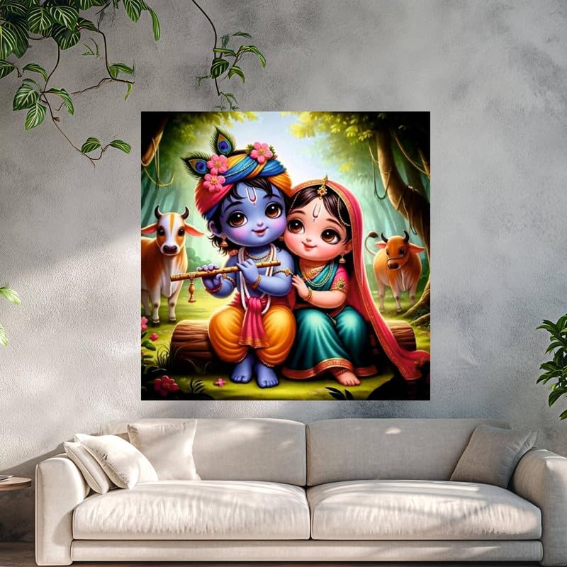 Image of British Terminal Cute little Bal Gopal Baby God Krishna| Kanha Ji | Laddu Lord Makhan Chor Painting Religious Poster for Pregnant Women for wall (matt thin vinyl,sticker,multicolor,unframed)| bj99