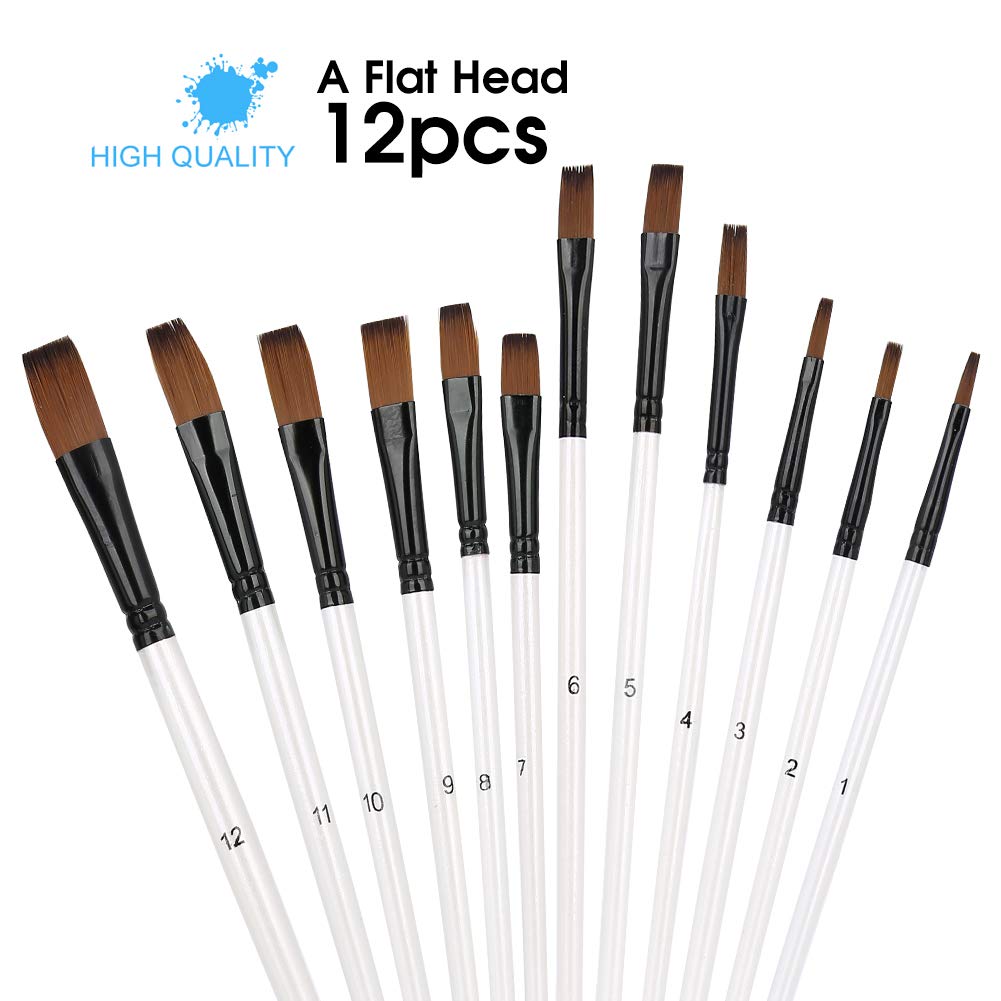 50 Morceaux De Pinceau Plat, Cheveux Synthétiques, Petite Taille, Poignée Courte, Brosse En Vrac Pour Acrylique, Huile, Peinture à L'Aquarelle, Maquillage, Brossage à Sec, Mélange