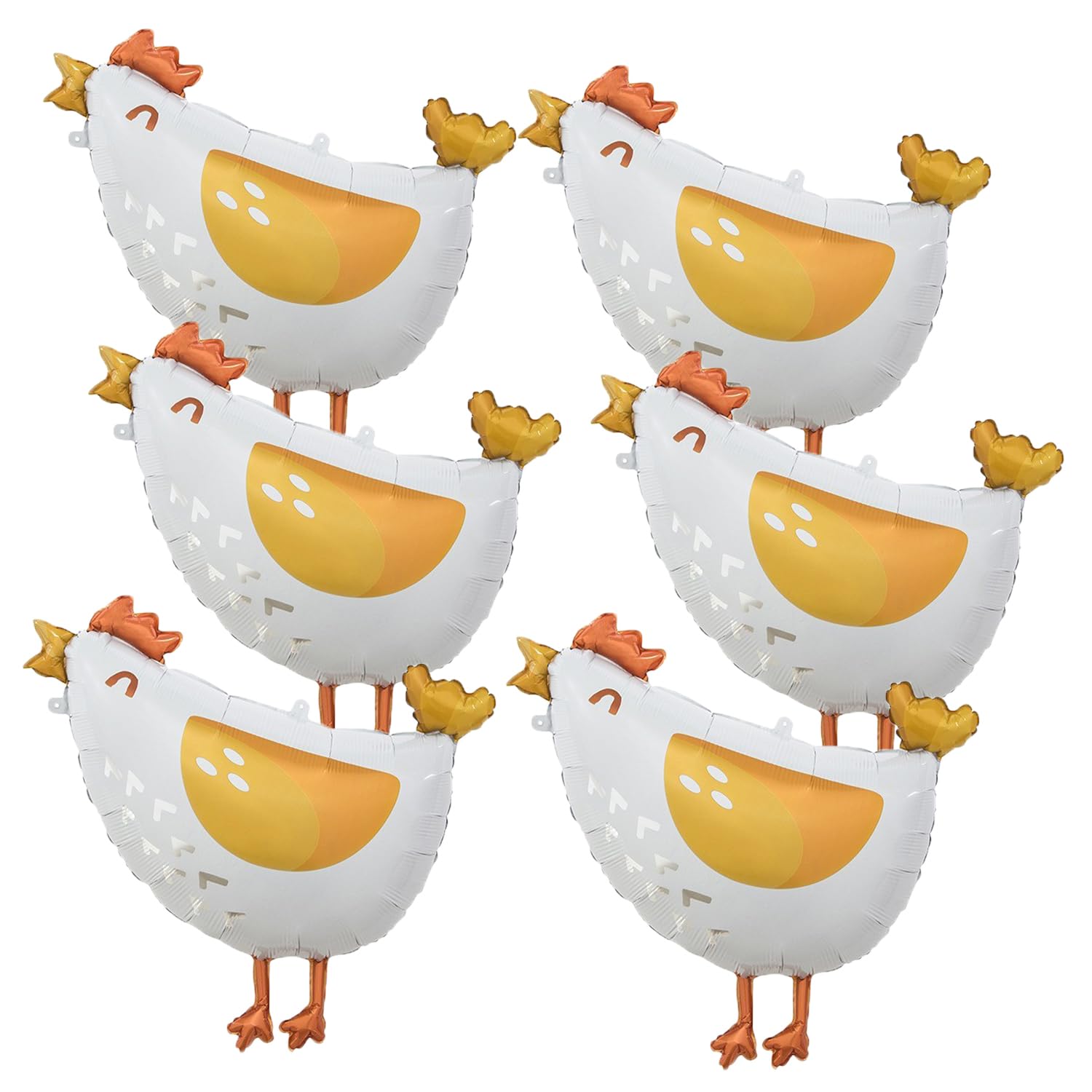 Chicken Foil Balloons, 6 Pack, Aluminum Chick Easter Themed Party Decor for Kids Birthday Baby Shower Farm Animal
