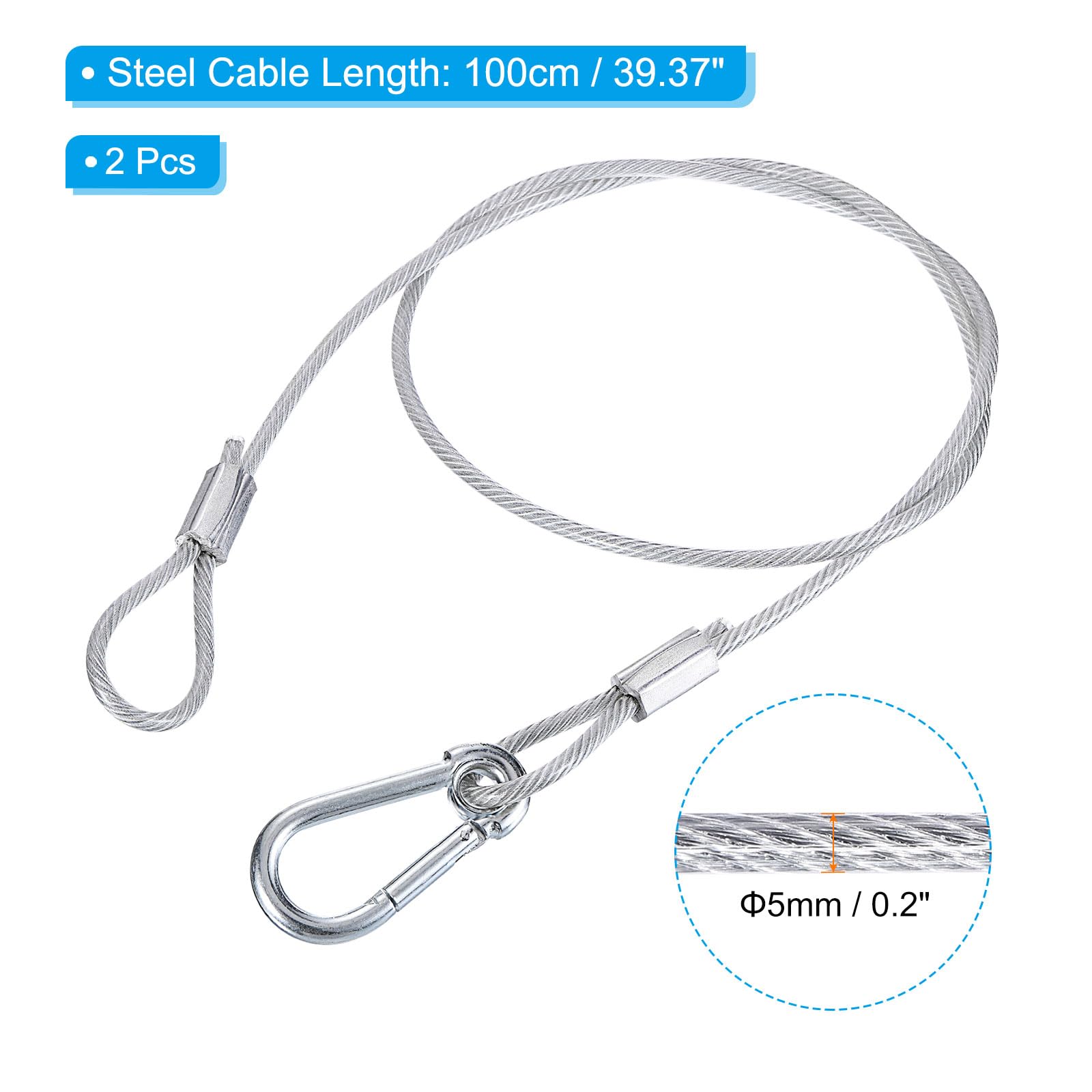 PATIKIL Stainless Steel Safety Cable 39.4"/100cm - Image 2