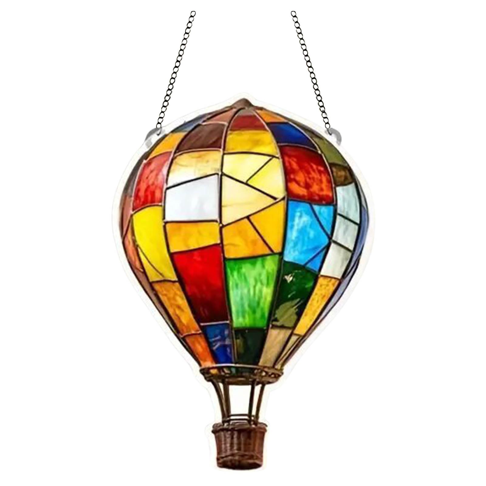2D Acrylic Hot Air Balloon Ornament with Simulated Flame Pattern, Hot-Air Balloon Garden Decor, Flat Air Balloons Outdoor Accent for Garden Yard Party Farmhouse Patio Pathway Decoration