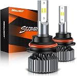 SEALIGHT H7 LED Ampoules de phare, 40000 Lumens 800% Plus brillant 6500K Blanc frais, tout en un Mini Taille H7 Ampoules LED avec ventilateur, prise et jeu, remplacement halogène, paquet de 2