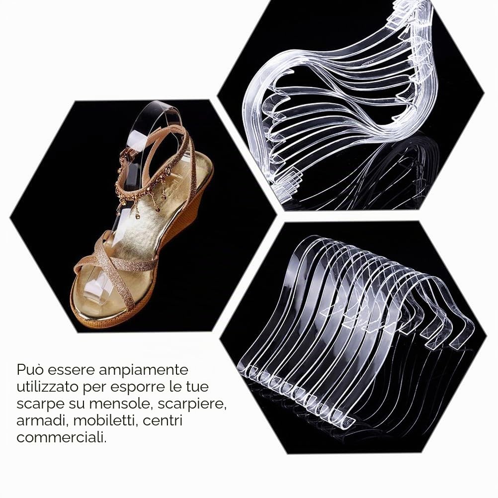 USHOBE 10Pcs Acrilico Trasparente Sandalo Scarpe Espositore Inserti Supporto Vassoio Scarpe Espositore Sandali Trasparenti Scarpiera Trasparente Espositore Scarpe Espositore Scarpa