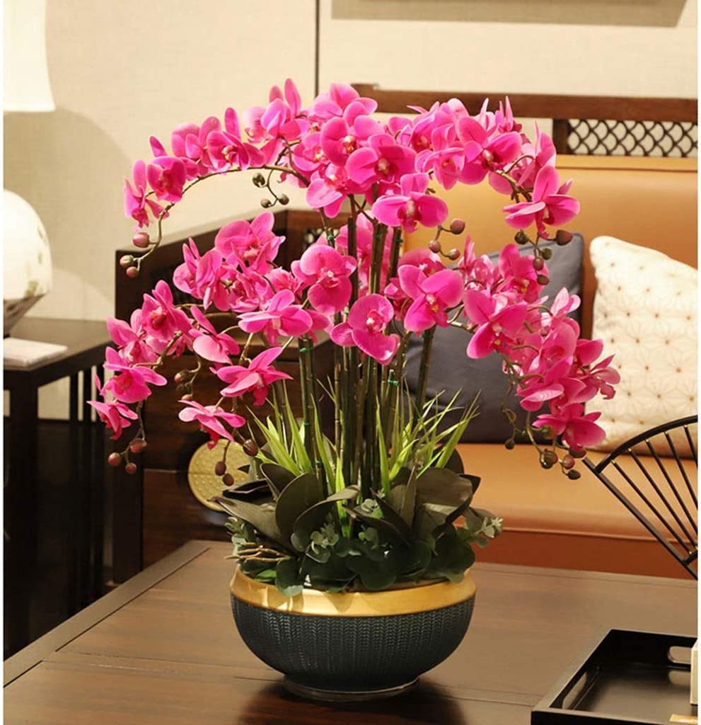 Künstliche Phalaenopsis-Blumen, große künstliche Orchidee im Topf für Zuhause, Hochzeit, Partydekoration, natürliches Aussehen, realistisches Kunstblumenarrangement