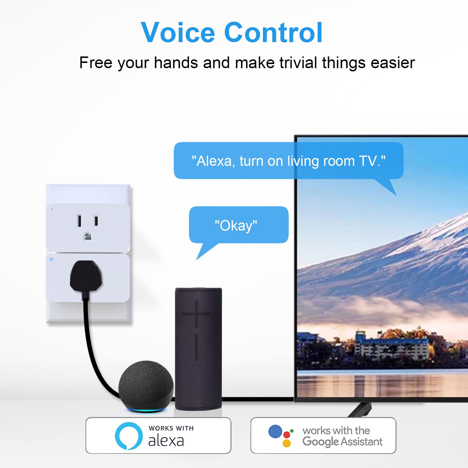 WiFi Smart Plugs 4 Pack Smart Plugs That Work with Google Home for Voice Control Smart Outlet Plug — view 3