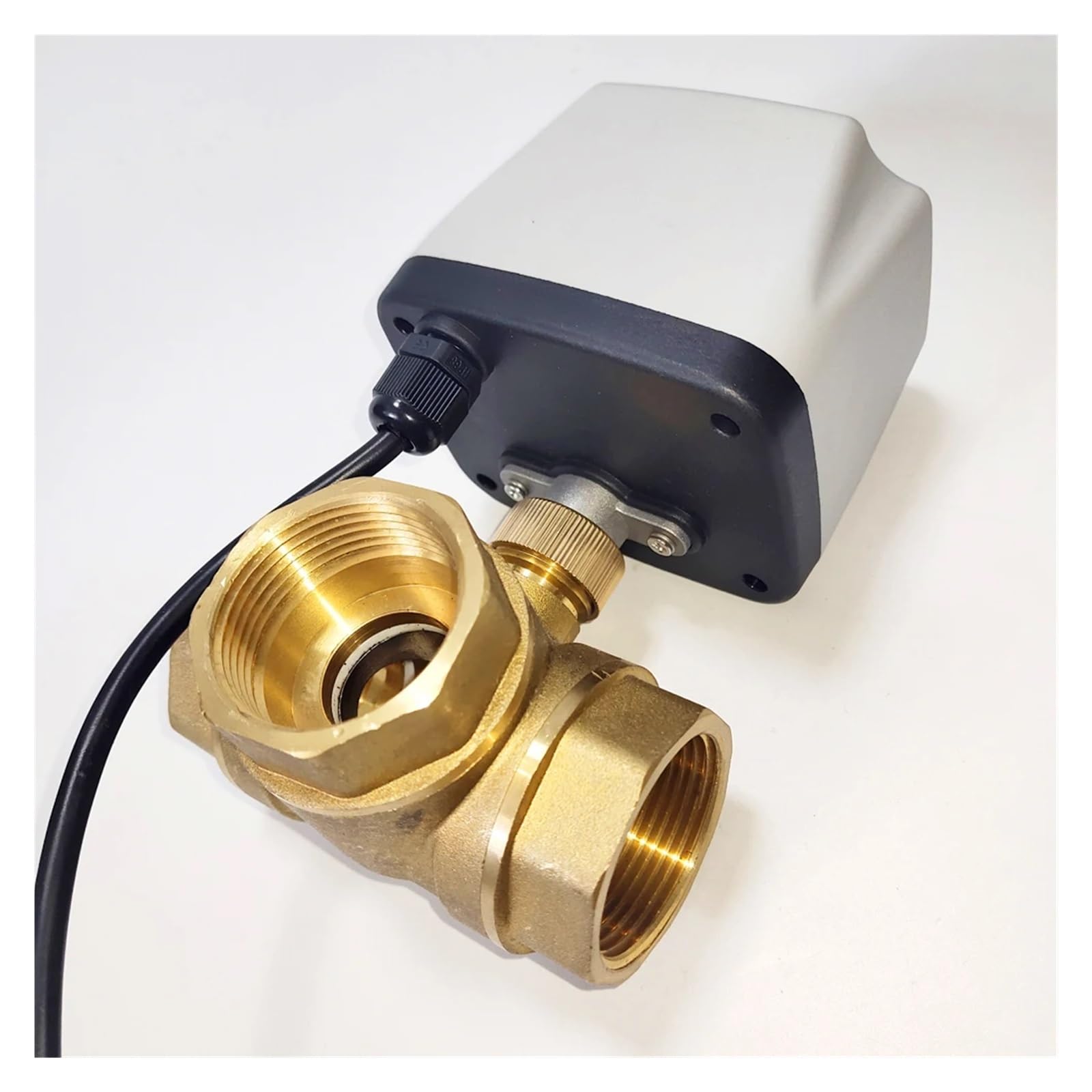 Valvola miscelatrice elettrica DN32 a 3 fori, valvola a sfera motorizzata DC12V, valvola in ottone da 1-1/4" con controllo a 3 linee for sistema di riscaldamento solare(DC24)