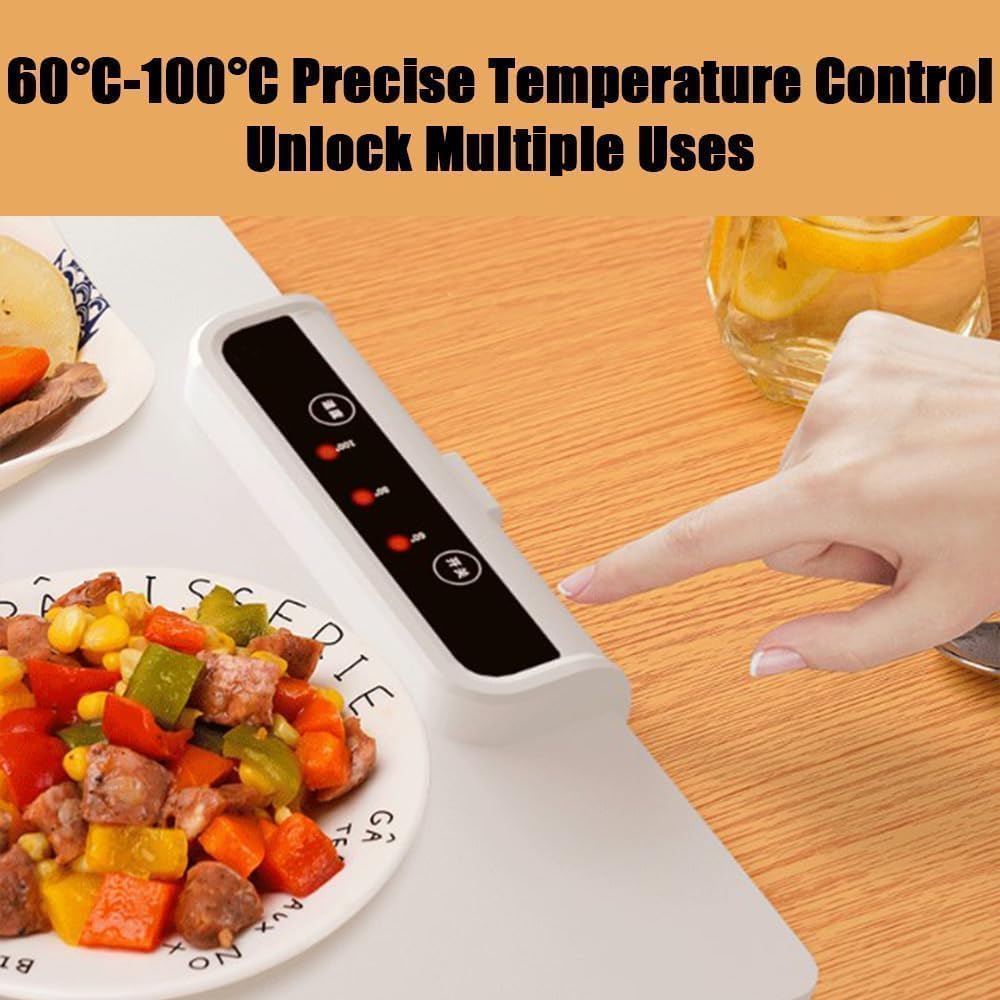 OPYAAON Adjustable Temperature Electric Heating Tray - Portable, Foldable Food Warmer For Home & Parties