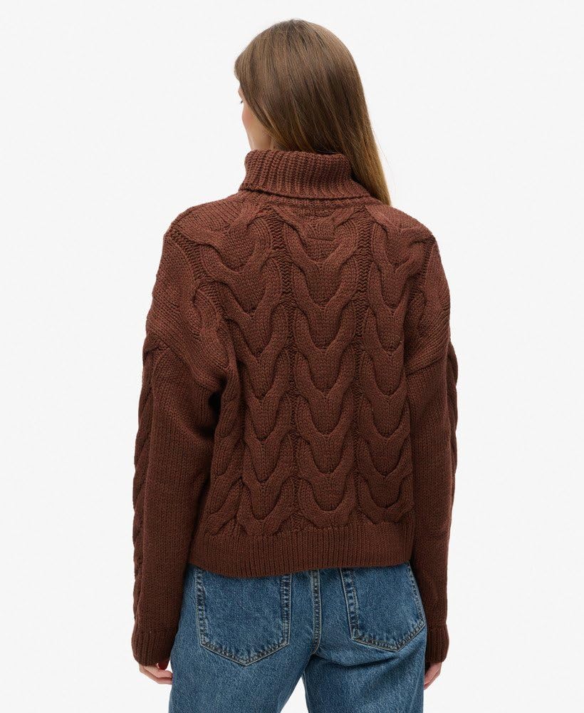 Superdry Damen Polopullover mit Ketten-Zopf-Muster