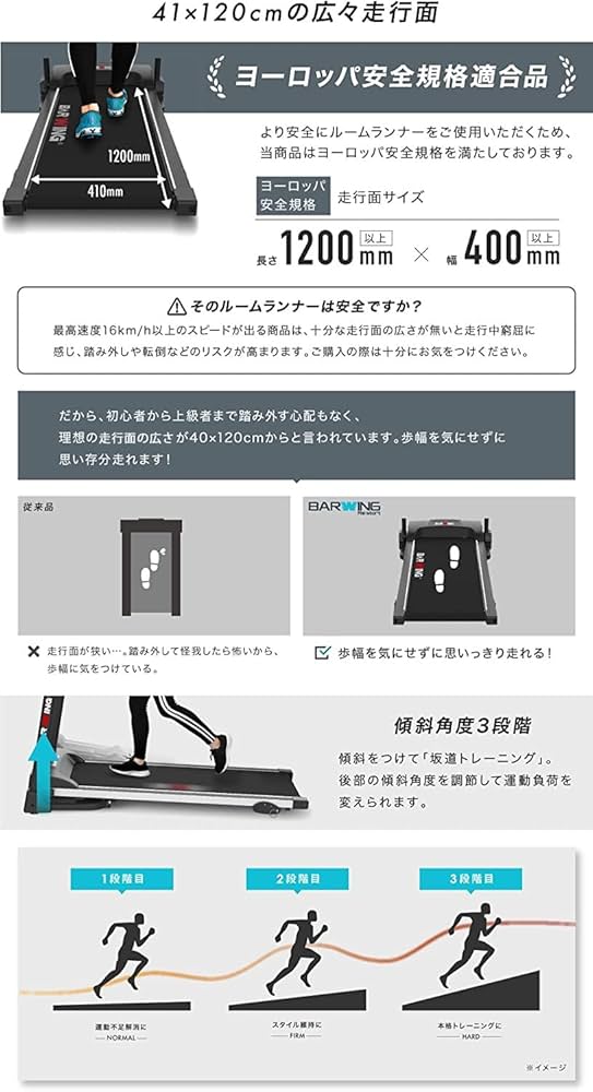 BARWING(バーウィング) 電動 ルームランナーMAX12km/h Amazon | BARWING(バーウィング) ルームランナー 20個の