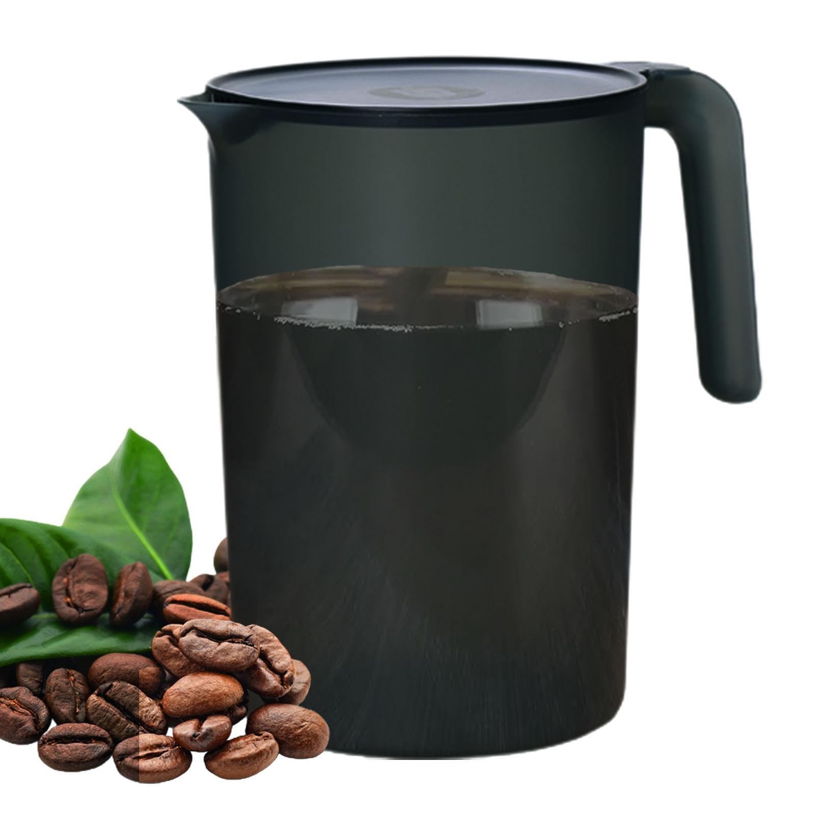Voihamy Black 2L Plas-Tic Water Jugs For Fridge - Drinks Pitchers With Lid - Large Capacity Cold Water Pitchers With Handle - High Temperature Resistant Transparent Cold Kettle For Home Camping Parties