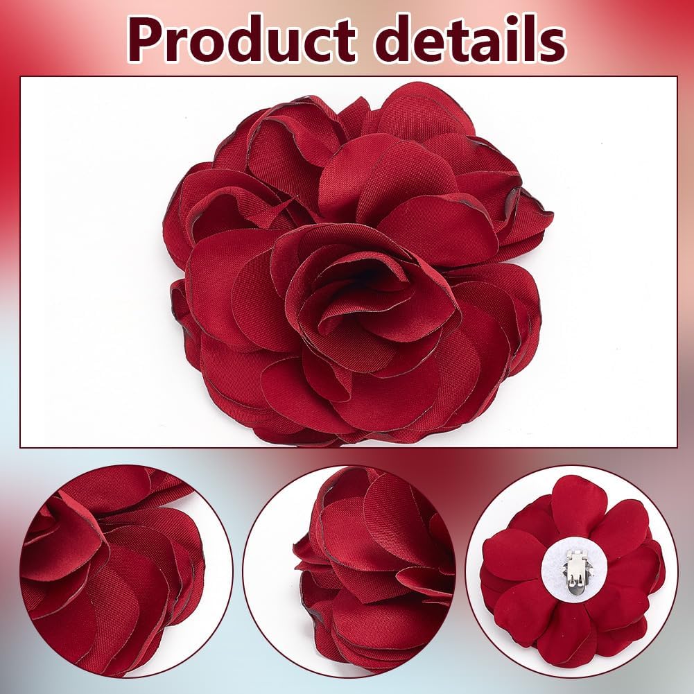 1 Pair Red Flowers Shoe Clips Wedding Shoe Buckles Bridal Removable Shoe Clips Shoe Buckle Charm Bag Clothing Hair Decorations for Women Hairpin Brooches Party Heels Flats Pumps Craft