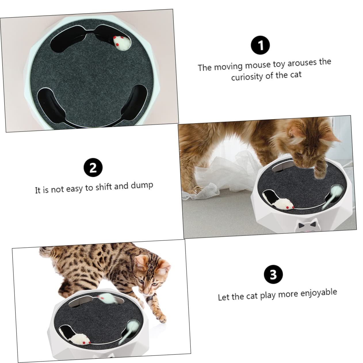 Happyyami Jouet Interactif Automatique pour Chat, Souris Électrique en Abs, 3 Piles AA, Simulation de Chasse, Usage Intérieur, Blanc