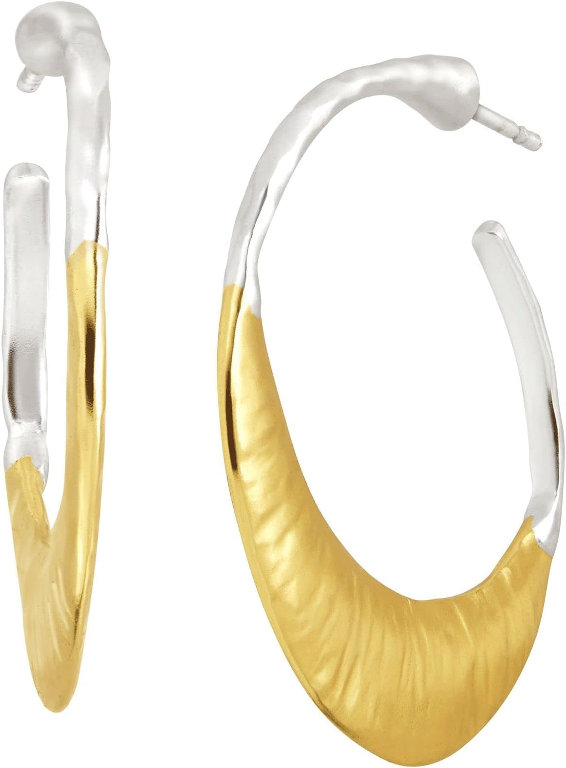 Silpada 'Good Vibes' Crescent Hoop Earrings in Sterling Silver & Brass