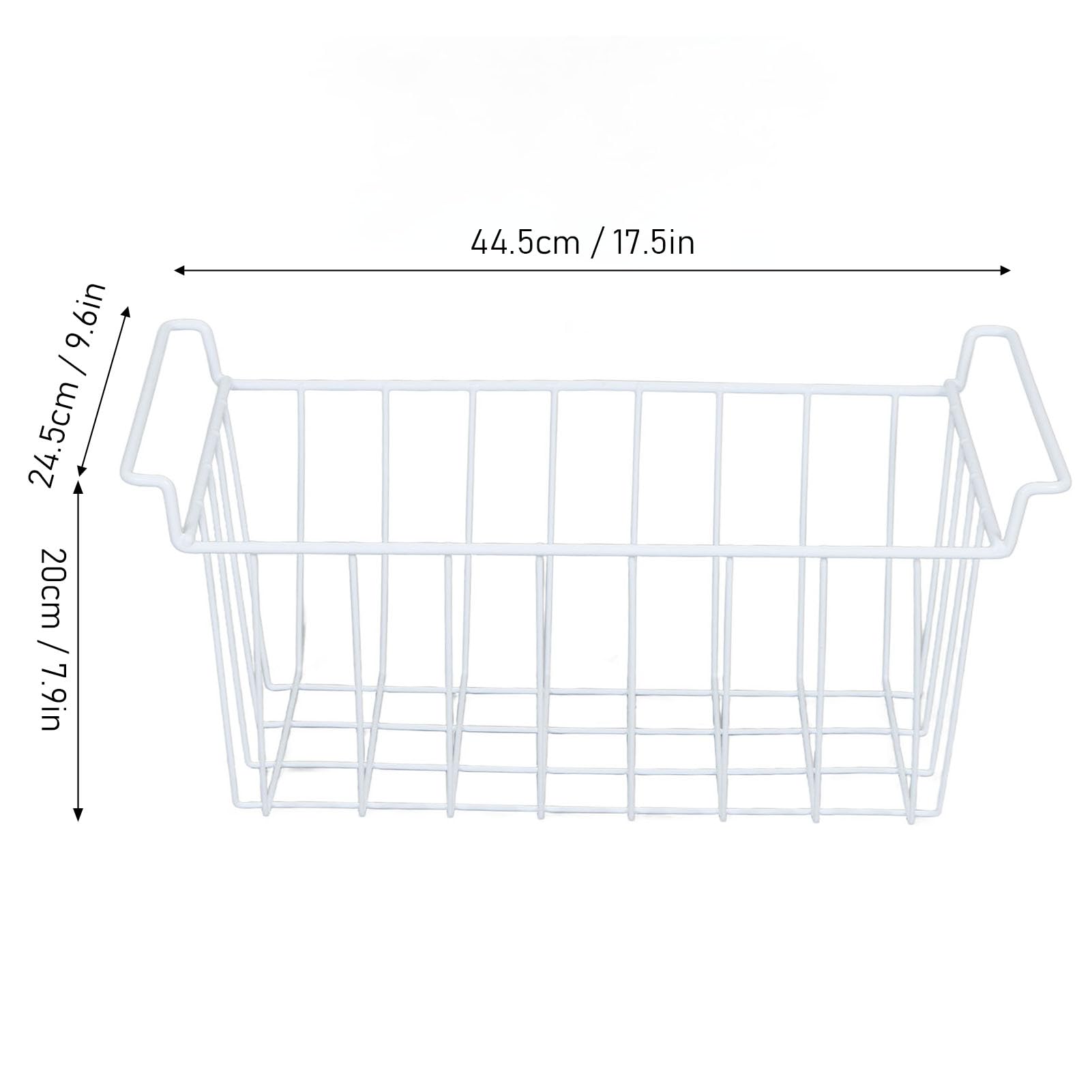 Cesta organizadora para congelador, 2 cestas apilables de alambre metálico para frigorífico, cestas organizadoras para despensa de cocina, estantería para armario, closet, etc. (L 44.5*W 24.5*H 20cm)